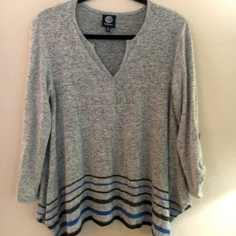 Grey Comfy Sweater With Stripe Detail